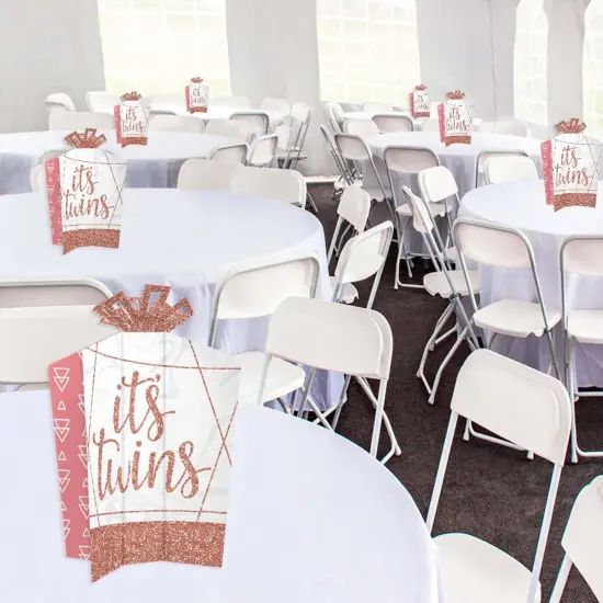 Big Dot of Happiness It's Twin Girls - Table Decorations - Pink and Rose Gold Twins Baby Shower Fold and Flare Centerpieces - 10 Count {6}