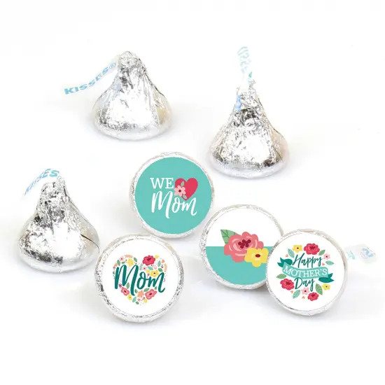 Big Dot of Happiness Colorful Floral Happy Mother's Day - We Love Mom Party Round Candy Sticker Favors - Labels Fits Chocolate Candy (1 sheet of 108) {1}