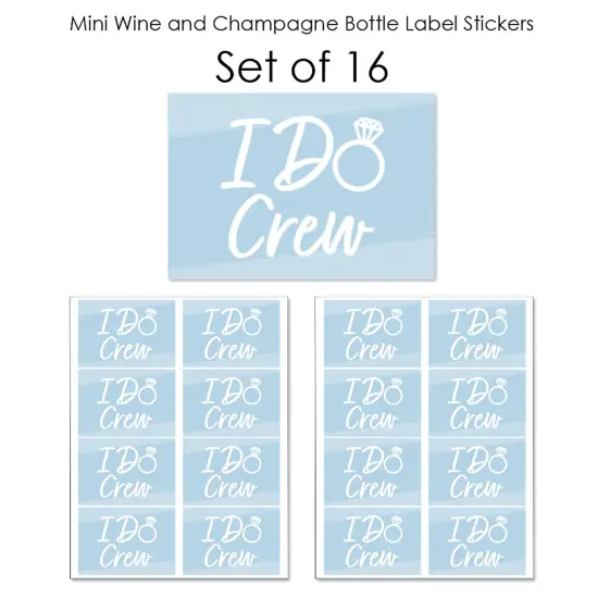 Big Dot of Happiness Dusty Blue Elegantly Simple - Mini Wine & Champagne Bottle Label Stickers - Wedding or Bridal Shower Guest Party Favor Gift 16 Ct {7}