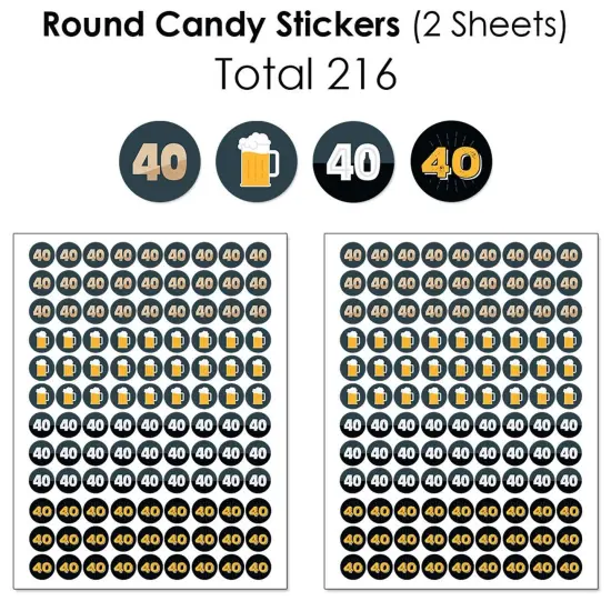 Big Dot of Happiness Cheers and Beers to 40 Years - 40th Birthday Party Candy Favor Sticker Kit - 304 Pieces {6}