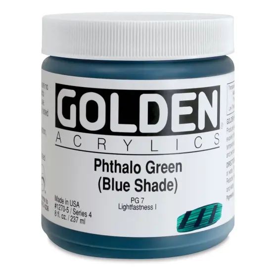 Golden Heavy Body Artist Acrylics - Phthalo Green (Blue Shade), 8 oz Jar {1}