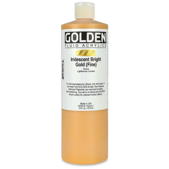 Golden Fluid Acrylics - Iridescent Bright Gold (Fine), 16 oz bottle {2}