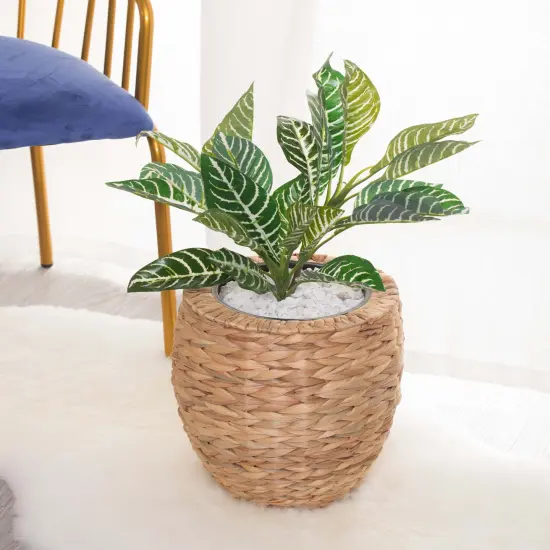 Water Hyacinth Round Floor Planter with Metal Pot {5}
