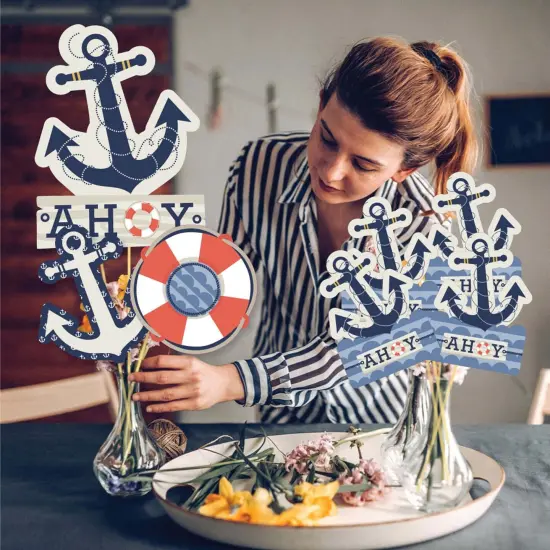 Big Dot of Happiness Ahoy - Nautical - Baby Shower or Birthday Party Centerpiece Sticks - Showstopper Table Toppers - 35 Pieces {4}