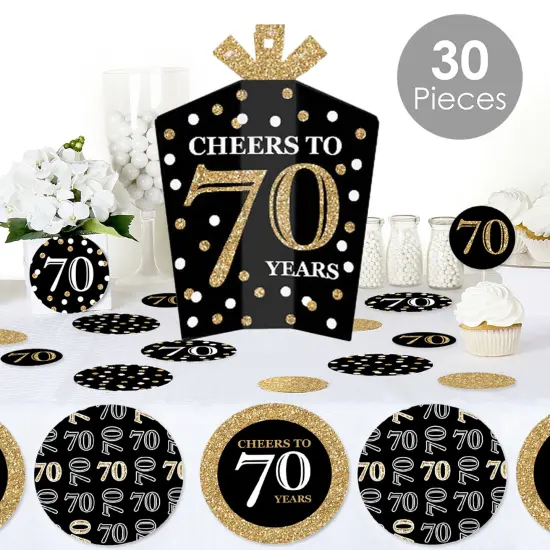 Big Dot of Happiness Adult 70th Birthday - Gold - Birthday Party Decor and Confetti - Terrific Table Centerpiece Kit - Set of 30 {3}