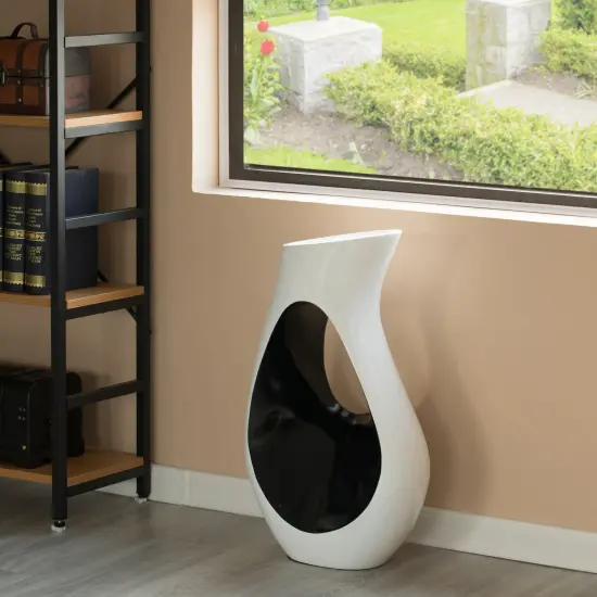 Modern floor vase, White Unique Trumpet Floor Vase, Home Interior Decoration, Modern Floor Vase, Tall Floor Vases for Entryway and Living Room And Office {6}