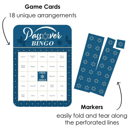 Big Dot of Happiness Happy Passover - Bingo Cards and Markers - Pesach Party Bingo Game - Set of 18 {3}