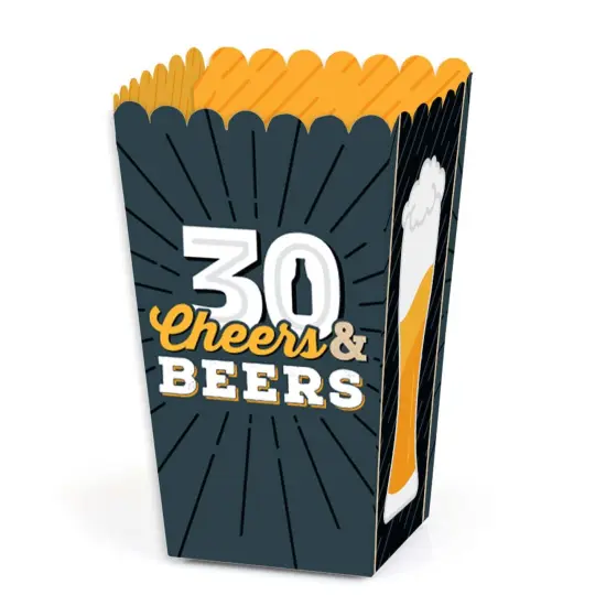 Big Dot of Happiness Cheers and Beers to 30 Years - 30th Birthday Party Favor Popcorn Treat Boxes - Set of 12 {1}
