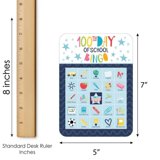 Big Dot of Happiness Happy 100th Day of School - Picture Bingo Cards and Markers - 100 Days Party Bingo Game - Set of 18 {6}