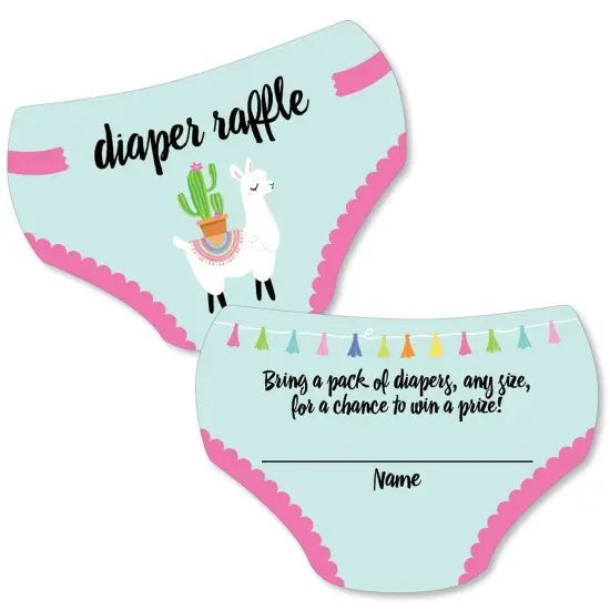 Big Dot of Happiness Whole Llama Fun - Diaper Shaped Raffle Ticket Inserts - Llama Fiesta Baby Shower Activities - Diaper Raffle Game - Set of 24 {1}