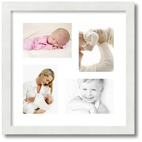 ArtToFrames Collage Photo Picture Frame with 4 - 5x7 inch Openings, Framed in White with Over 62 Mat Color Options and Plexi Glass (CSM-3966-179) {1}