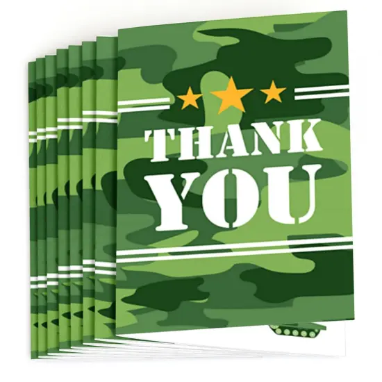 Big Dot of Happiness Camo Hero - Army Military Camouflage Party Thank You Cards (8 count) {3}