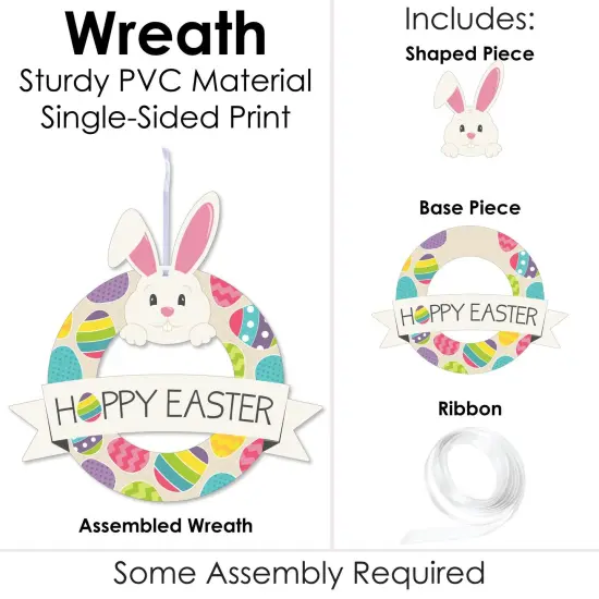 Big Dot of Happiness Hippity Hoppity - Outdoor Easter Bunny Party Decor - Front Door Wreath {4}