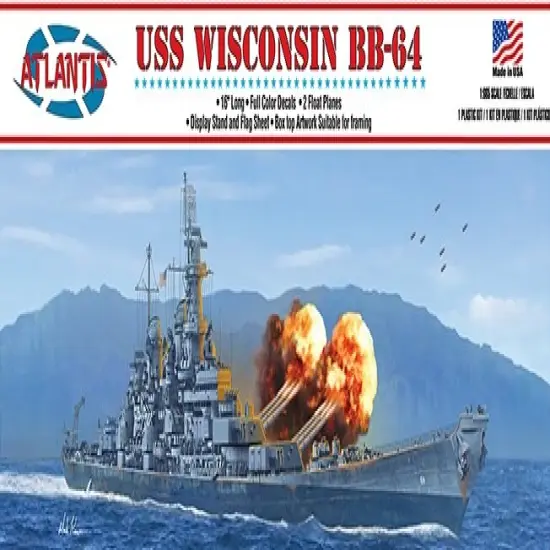 Atlantis Plastic Model Kit-USS Wisconsin BB-64 Battleship 16" {1}