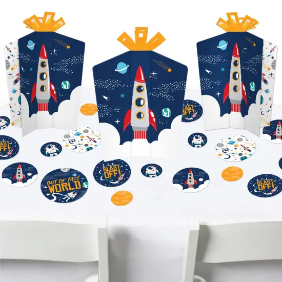 Big Dot of Happiness Blast Off to Outer Space - Rocket Ship Baby Shower or Birthday Party Decor and Confetti - Terrific Table Centerpiece Kit 30 Ct {1}