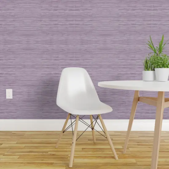 Pre-Pasted Wallpaper 2FT Wide Soft Lavender Lilac Violet Grasscloth Look Faux Texture Custom Pre-pasted Wallpaper by Spoonflower {1}