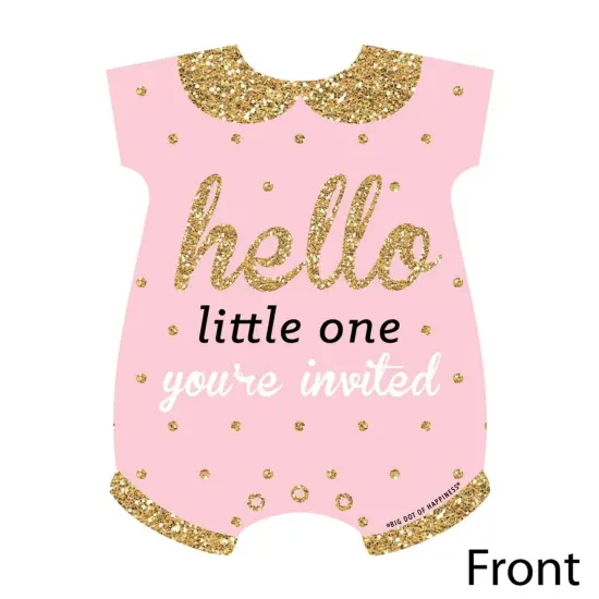 Big Dot of Happiness Hello Little One - Pink and Gold - Shaped Fill-in Invitations - Girl Baby Shower Invitation Cards with Envelopes - Set of 12 {4}