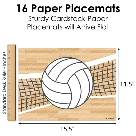 Big Dot of Happiness Bump, Set, Spike - Volleyball - Party Table Decorations - Baby Shower or Birthday Party Placemats - Set of 16 {6}