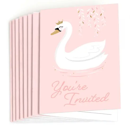 Big Dot of Happiness Swan Soiree - Fill In White Swan Baby Shower or Birthday Party Invitations (8 count) {3}