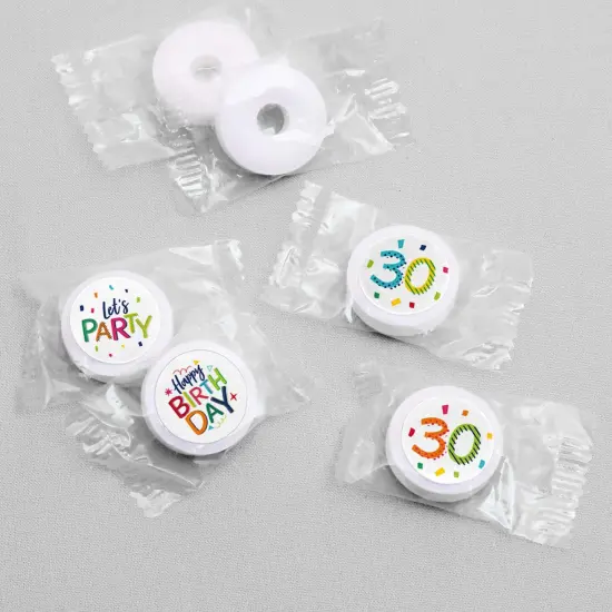 Big Dot of Happiness 30th Birthday - Cheerful Happy Birthday - Thirtieth Round Candy Sticker Favors - Labels Fits Chocolate Candy (1 sheet of 108) {4}