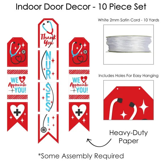 Big Dot of Happiness Thank You Nurses - Hanging Vertical Paper Door Banners - Nurse Appreciation Week Wall Decoration Kit - Indoor Door Decor {6}
