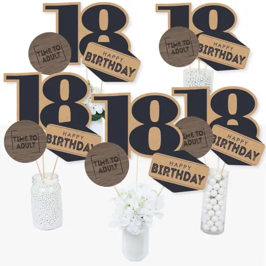 Big Dot of Happiness 18th Milestone Birthday - Birthday Party Centerpiece Sticks - Table Toppers - Set of 15 {3}