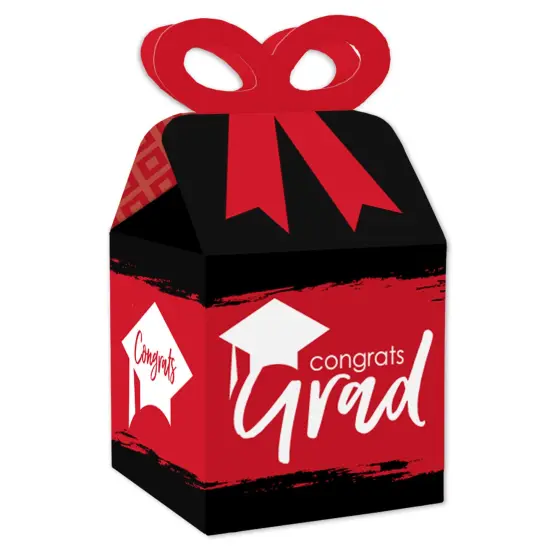 Big Dot of Happiness Red Grad - Best is Yet to Come - Square Favor Gift Boxes -Red Graduation Party Bow Boxes - Set of 12 {1}