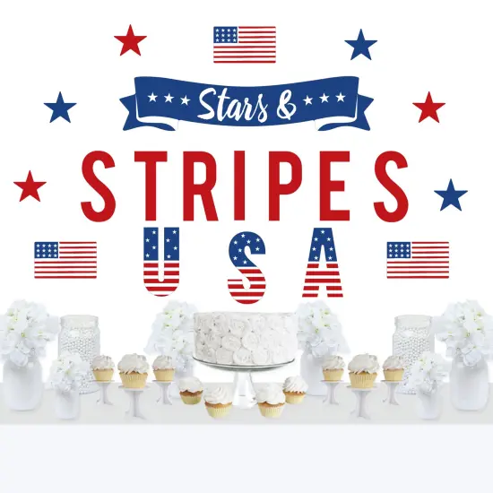 Big Dot of Happiness Stars & Stripes - Peel and Stick Patriotic Party Decoration - Wall Decals Backdrop {1}
