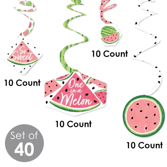 Big Dot of Happiness Sweet Watermelon - Fruit Party Hanging Decor - Party Decoration Swirls - Set of 40 {6}