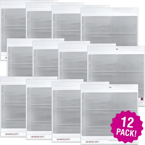 Multipack of 12 - American Crafts Side-Loading Page Protectors 12"x12" 10/Pkg-(6) 6"X4" Pockets {1}