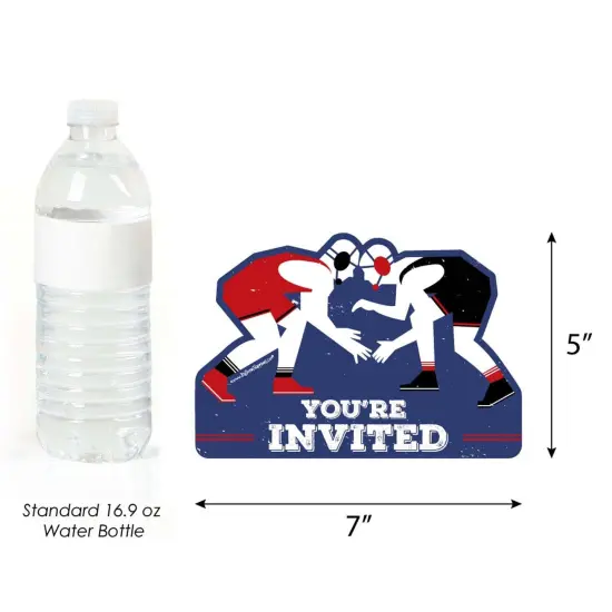 Big Dot of Happiness Own the Mat - Wrestling - Shaped Fill-in Invites - Birthday Party or Wrestler Party Invitation Cards with Envelopes - Set of 12 {6}