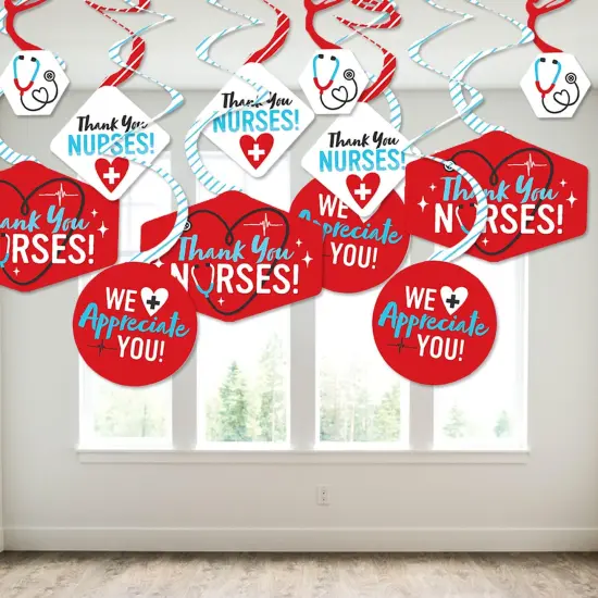 Big Dot of Happiness Thank You Nurses - Nurse Appreciation Week Hanging Decor - Party Decoration Swirls - Set of 40 {4}