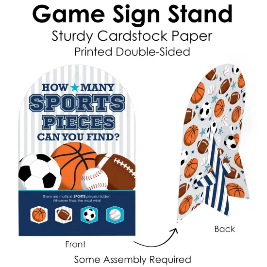 Big Dot of Happiness Go, Fight, Win - Sports - Baby Shower or Birthday Party Scavenger Hunt - 1 Stand and 48 Game Pieces - Hide and Find Game {7}