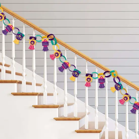 Big Dot of Happiness Happy Diwali - 90 Chain Links and 30 Paper Tassels Decoration Kit - Festival of Lights Party Paper Chains Garland - 21 feet {3}