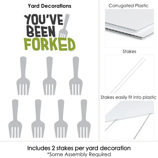Big Dot of Happiness You've Been Forked - Yard Sign and Outdoor Lawn Decorations - Funny Fork Prank Yard Signs - Set of 8 {6}