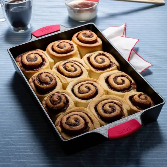 Lodge Cast Iron Baking Pan, Seasoned Casserole BW13C, Black with Dual Handle Grips 9 x 13 {6}