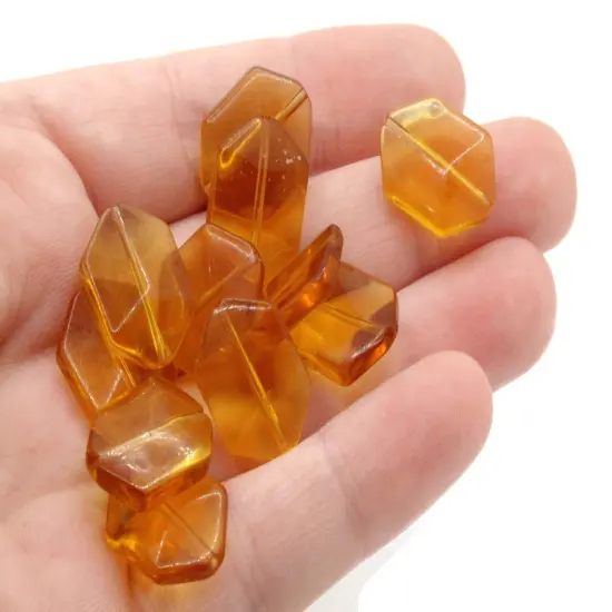 20 17mm Orange Glass Hexagon Beads {3}