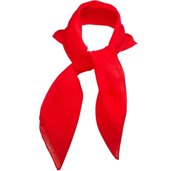 Chiffon Head Neck Scarf - Red Classic Retro Sheer Square Head Scarves Handkerchiefs Handbag Ties for Women and Girls {1}