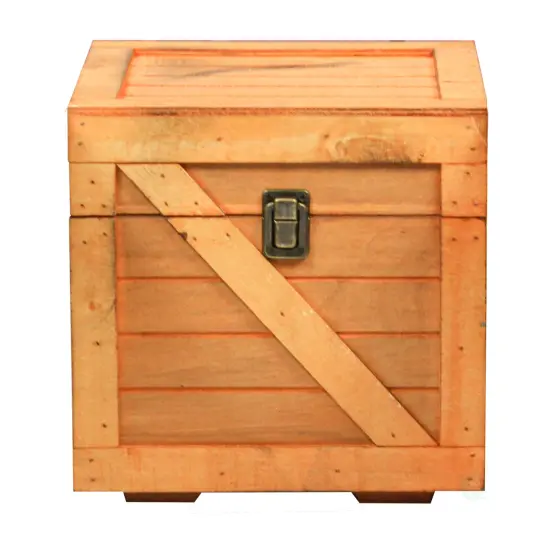 Stackable Wooden Cargo Crate Style Storage Chest Light Brown {3}
