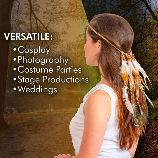 Native American Tribal Costume Head Dress with Feathers for Women and Kids {2}