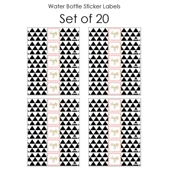 Big Dot of Happiness Finally 21 Girl - 21st Birthday Party Water Bottle Sticker Labels - Set of 20 {4}