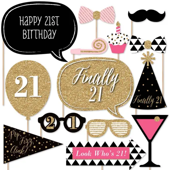 Big Dot of Happiness Finally 21 Girl - 21st Birthday Photo Booth Props Kit - 20 Count {1}