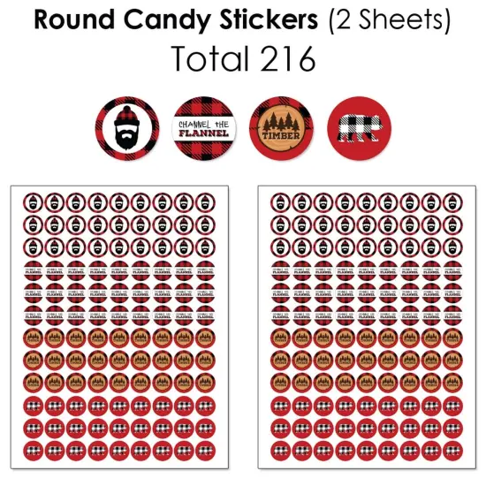 Big Dot of Happiness Lumberjack - Channel the Flannel - Buffalo Plaid Party Candy Favor Sticker Kit - 304 Pieces {6}