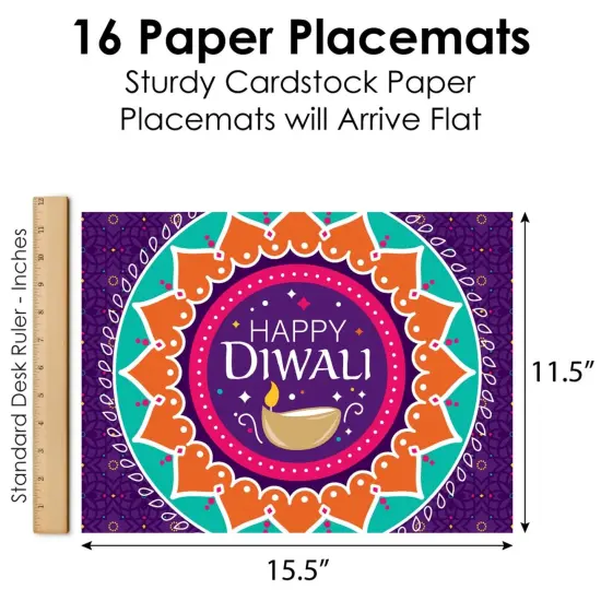 Big Dot of Happiness Happy Diwali - Party Table Decorations - Festival of Lights Party Placemats - Set of 16 {6}