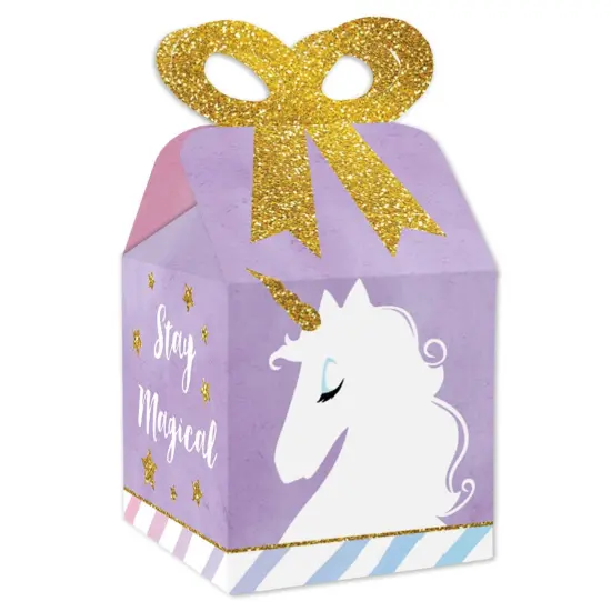 Big Dot of Happiness Rainbow Unicorn - Square Favor Gift Boxes - Magical Unicorn Baby Shower or Birthday Party Bow Boxes - Set of 12 {1}