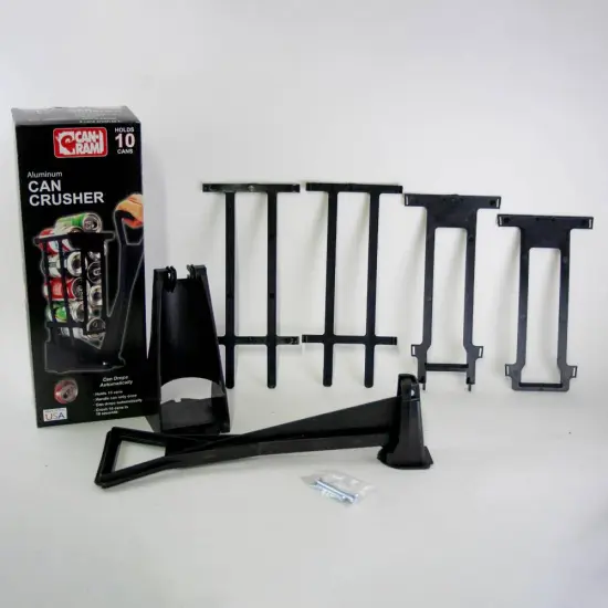 Heavy-Duty Aluminum Can Ram Can Crusher Tough Plastic Holds 10 Cans Black {4}