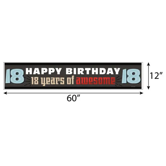 Big Dot of Happiness Boy 18th Birthday - Happy Birthday Eighteenth Decorations Party Banner {3}