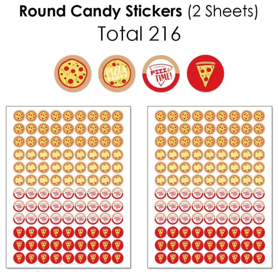 Big Dot of Happiness Pizza Party Time - Baby Shower or Birthday Party Candy Favor Sticker Kit - 304 Pieces {6}