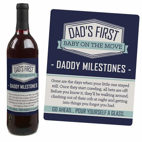 Big Dot of Happiness Daddy's First Milestones - Gift For Men - Wine Bottle Label Stickers - Set of 4 {4}