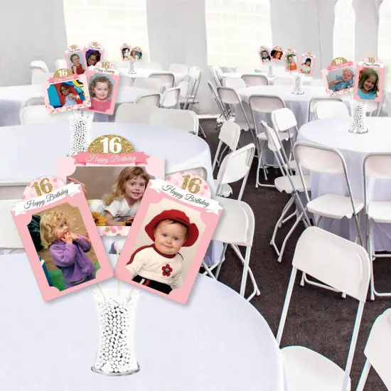 Big Dot of Happiness Sweet 16 - 16th Birthday Party Picture Centerpiece Sticks - Photo Table Toppers - 15 Pieces {4}
